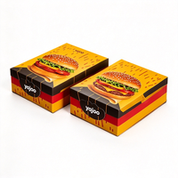 Boîte à hamburger personnalisée avec logo imprimé, vente en gros, boîte à hamburger jetable en papier pour emballage de restauration rapide