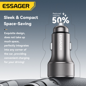 Cargador de Coche ESSAGER ES-CC23 de 36W con 2 Puertos USB-<span class=keywords><strong>A</strong></span> y Pantalla LED, Compatible con <span class=keywords><strong>iPhone</strong></span>, Cargador USB para Coche para Teléfonos Android con USB-C - Product Image 4