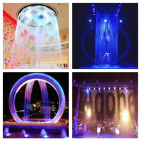 Rideau d'eau numérique moderne avec lumière LED multicolore Produit de jardin graphique en pierre
