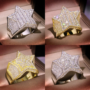 Hip Hop Micro Pave Cubic Zirconia Star Ring Fashion Five Pointed Star Men Ring Trendy Male <b>Accessories</b> Jewelry Wholesale - Product Image 3