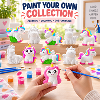 Kit de peinture au plâtre DIY OEM ODM sur le thème de la licorne, ensemble d'artisanat pour enfants avec des peintures vibrantes et des pinceaux