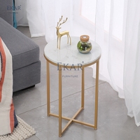Nouveau style pieds en métal dessus de table en marbre de luxe meubles de salon table d'angle