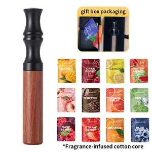 Inhalador <span class=keywords><strong>de</strong></span> aromaterapia sin nicotina, sin humo, <span class=keywords><strong>de</strong></span> <span class=keywords><strong>madera</strong></span>, para dejar <span class=keywords><strong>de</strong></span> fumar, con núcleo <span class=keywords><strong>de</strong></span> algodón reemplazable, aceite esencial, para aliviar el estrés. - Product Image 1