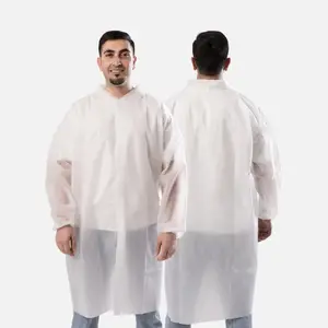 일회용 실험실 코트 의료 의사 SMS PP 화이트 실험실 코트 PP 병원 유니폼