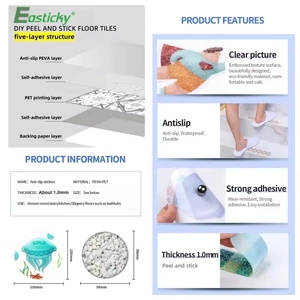 Pegatinas de baño de PEVA de animales oceánicos antideslizantes personalizadas, calcomanías antideslizantes, empuñaduras de seguridad, bañera para niños pequeños, baño de ducha para niños - Product Image 3
