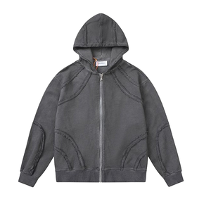 Sweat-shirt à capuche unisexe surdimensionné en polaire avec fermeture éclair, style rétro streetwear, décontracté, pour le skateboard, la danse de rue et le hip-hop - Product Image 1