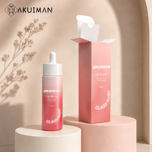 OEM Custom Luxury 60ml Pink Gradient <b>Glass</b> <b>Dropper</b> <b>Bottle</b> with Paper Packaging for Serum Oil - Product Image 1