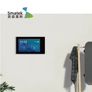 Smart lighting (3-Switch Panel) control touch panel, with tuya zigbee 4 Inch In-wall touchscreen smart home gadget (Black)