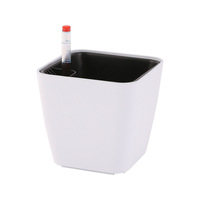 Pot Bunga Mini Persegi Resin Self-watering Bernapas, Desain Sederhana Transparan Cahaya, Lapisan Enamel Panggang, Warna Polos