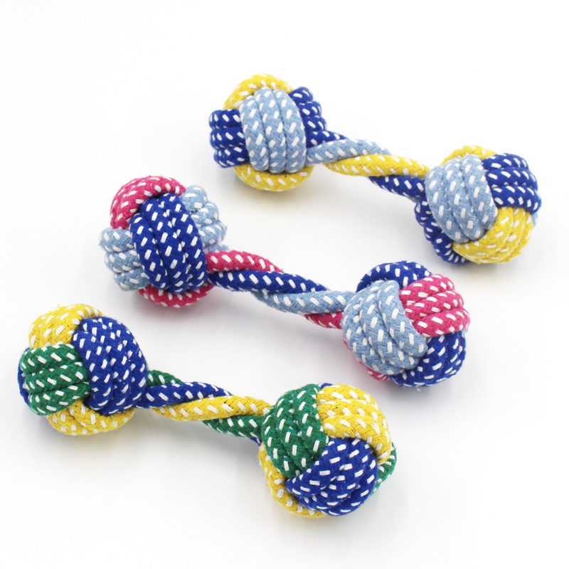 Wholesale Customization Multi Color Dumbbell Shape Pet Chewing Teeth Cotton Rope Toy - 1