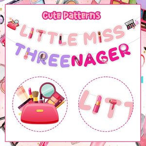 Décorations et accessoires de maquillage pour fête d'<span class=keywords><strong>anniversaire</strong></span> de 3 ans pour petites filles, bannière pour fête spa et salon - Product Image 3