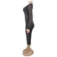 Robe de soirée moulante mi-longue en maille à strass pour femme, style européen et américain, avec fente arrière, pour club et soirée, OEM ODM
