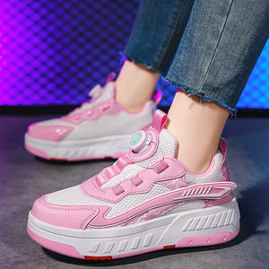 <span class=keywords><strong>Chaussures</strong></span> <span class=keywords><strong>à</strong></span> <span class=keywords><strong>roulettes</strong></span> JIAXIN sans lacets avec 4 roues, patins <span class=keywords><strong>à</strong></span> <span class=keywords><strong>roulettes</strong></span> rétractables pour enfants, éclairage LED - Product Image 2
