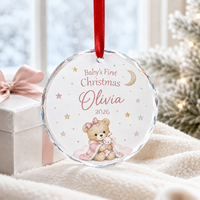 Adorno Navideño de Cristal Transparente con Impresión UV Personalizable, Decoración Colgante en Forma de Corazón o Redonda para Regalos Navideños