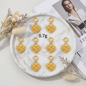 Pendentif Cœur en Or 18K/14K avec Fermoir à Ressort, Breloque Cœur Creux pour Bracelet et Collier, Bijoux Fins, Breloque DIY - Product Image 1