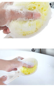 Juego de cepillos de ducha de mango largo 3 en 1, depurador de espalda plegable de 19 "con cepillo suave, esponja y piedra pómez, Kits de herramientas Exfoliantes corporales - Product Image 4