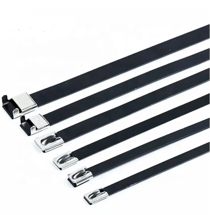 UV dayanıklı Polyester kaplı siyah paslanmaz çelik kablo bağları