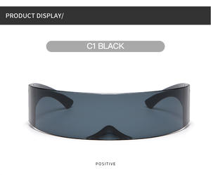 Lunettes de soleil une pièce futuristes <span class=keywords><strong>Cyberpunk</strong></span> à logo personnalisé Lunettes de fête à la mode avec cadre noir blanc en <span class=keywords><strong>PC</strong></span> Unisexe <span class=keywords><strong>Pas</strong></span> <span class=keywords><strong>cher</strong></span> Vente en gros - Product Image 5