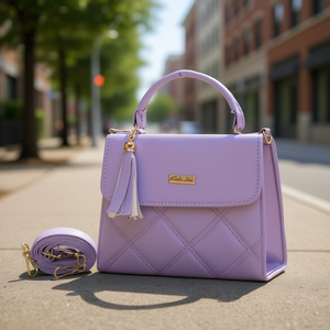 Bolso de pecho para mujer Freda, color lila, acolchado con diamantes, borlas, correa ajustable, uso diario, para todas las estaciones, microfibra, cuero sintético - Product Image 2