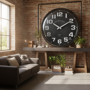 Horloge murale noire de 40 cm de style Old Town Clock, design Justaminute 1863, cadre en métal - Product Image 3