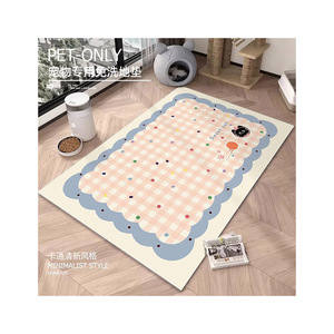 Pet Only Checkered PVC Floor <b>Mat</b> Rectangle Stain Resistant Wipeable Pet Friendly <b>Mat</b> For <b>Cats</b> Dogs - Product Image 5
