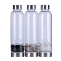 Bouteille en verre de pierres précieuses naturelles sans BPA bouteille d'eau en cristal de guérison bouteille d'eau infusée de cristal