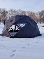 Grande tente de camping octogonale isolée thermiquement pour 8 personnes, en tissu Oxford, résistante au vent, pour la pêche sur glace, avec rideaux.