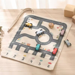 1-4 ans unisexe grand tapis de jeu pliable en toile pour enfants <span class=keywords><strong>rampant</strong></span> et tapis de jeu au sol avec voiture en bois - Product Image 2