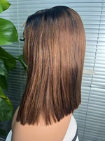 Perruques SDD en cheveux humains vietnamiens Remy, coupe bob 5x5, sans colle, avec dentelle frontale, couleur brun clair, pour femmes noires