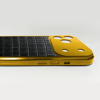 Populaire à Dubaï Étui de luxe 2 en 1 pour iPhone 17 Véritable gaufrage Croc en peau de vache et détails en métal de qualité supérieure