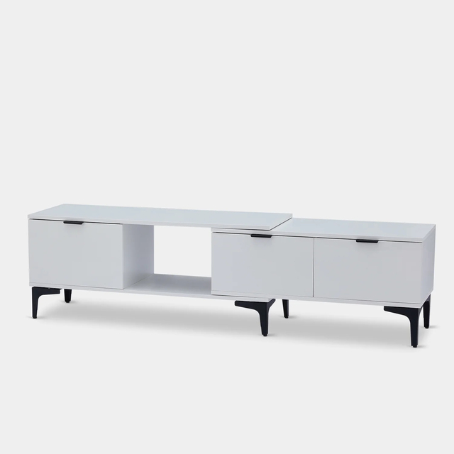 120-170cm TV Stand Cabinet with LED Light Extendable TV Entertainment Unit with 1 Open Shelf and 3 Drawers for 55-75inch TV