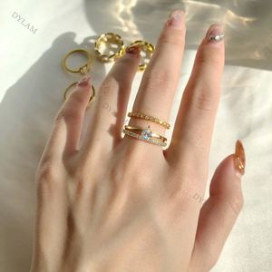 Dylam High Quality Minimalistic Vintage <b>Dainty</b> Simple 18K Golden Gift Double Wear Popular Accessories Jewelry CZ 5A <b>Rings</b> S925 - Product Image 5