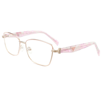 V87028 2026 Monture de lunettes œil-de-chat en métal tendance pour femme, branches larges en acétate, verres optiques, Armazones De Lentes
