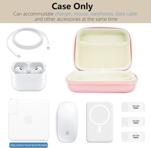 Étui de chargeur portable Linpr pour MacBook, pochette de rangement de voyage, adaptateur secteur, câbles de charge, clés USB, batterie externe (rose L) fabriqué - Product Image 3