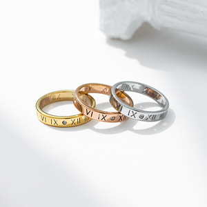 Bagues en acier inoxydable à chiffres romains, or, or rose, argent, unisexe, alliance de mariage, bijoux de fiançailles classiques - Product Image 4