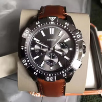 Valerius Jam Tangan Chronograph Kuarsa Pria 46Mm Dial Biru Bezel Berputar Bercahaya 5BAR Jam Tangan Olahraga Tahan Air
