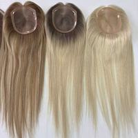 Rambut Asli Manusia Full Density 4x5 Mono Base Hair Topper dengan Jaring Mono yang Dapat Bernapas untuk Vendor Salon Rambut