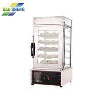 Baosheng Vitrine chauffante électrique en acier inoxydable pour pains chinois, sur chariot de service hôtelier, 220V, avec logo personnalisé