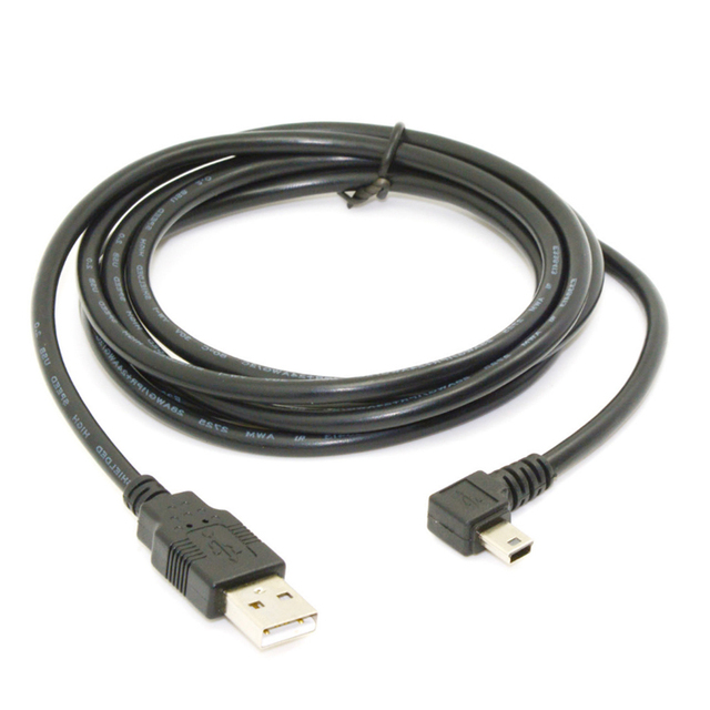 Wholesale 3m Mini USB Cable to USB2.0 90 Degree Right Angle for Computers Barcode Scanners Earphones