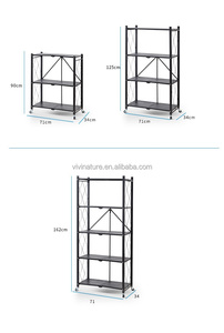 4 Tier foldabvle lưu trữ Kệ kim loại lưu trữ Kệ với bánh xe - Product Image 5