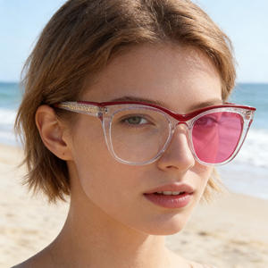 Gafas de sol fotocromáticas estilo ojo de gato para mujer con protección UV400, montura de plástico y metal, clasificación 2. - Product Image 1