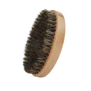 Brosse à cheveux ondulés en poils de sanglier doux, courbée à 360°, avec logo personnalisé, en bois de bambou, brosse à barbe en poils végétaliens, petite brosse à raser pour hommes - Product Image 1