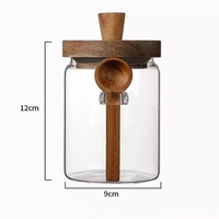 OWNSWING Pot de stockage de café en verre avec cuillère Récipient à café transparent Réservoir de céréales à grains transparents pour épices Sucre Grain de café