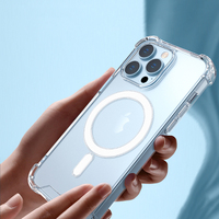 Coques de téléphone antichoc magnétiques en TPU+PC transparent de qualité supérieure, design simple et tendance de 1,5 mm pour iPhone 16/15/14/13/12 et S24 avec logo personnalisé