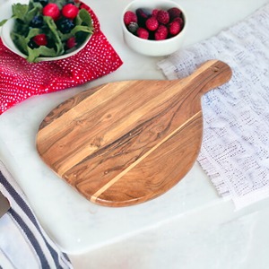 เขียงไม้อะคาเซียทรงกลมเขียงสำหรับหั่นผักและผลไม้อาหารที่บ้าน - Product Image 6