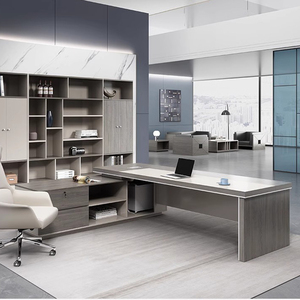 Scrivania Direzionale Moderna a Forma di I Certificata E1, Scrivania di Lusso in Legno Massello per CEO, <span class=keywords><strong>Arredamento</strong></span> per <span class=keywords><strong>Ufficio</strong></span> Dirigenziale - Product Image 3