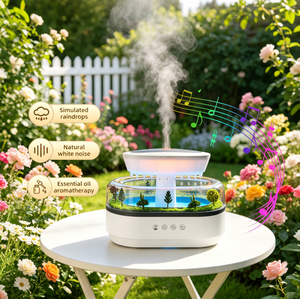 Diffuseur d'huiles essentielles à micro-pulvérisation en forme <span class=keywords><strong>de</strong></span> goutte <span class=keywords><strong>de</strong></span> <span class=keywords><strong>pluie</strong></span>, avec <span class=keywords><strong>bruit</strong></span> blanc et humidification d'air pour <span class=keywords><strong>la</strong></span> décompression – Offre Spéciale - Product Image 1