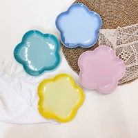 Assiettes en céramique en forme de fleur arc-en-ciel, lot de 4 pièces, boîte cadeau, 23 cm, plats de service colorés pour la maison