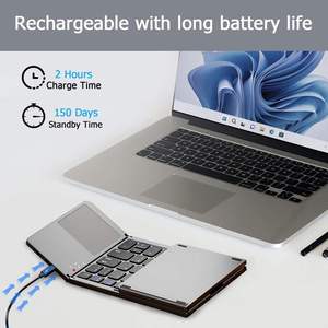 Foldable Wireless bluetooth Keyboard Folding Mini Keyboards with Touchpad for <b>Pc</b> mac Smartphone <b>windows</b> Ios Android - Product Image 3