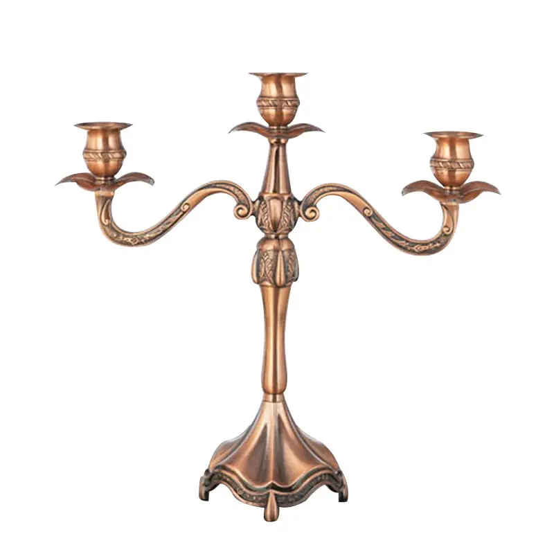 3 Arms Handcrafted Candlestick Vintage Candelabra Home Party Gold Candlestick Brass Candle Holder